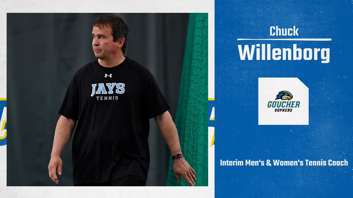 GoucherSports's tweet photo. TENNIS | Chuck Willenborg, the longtime men's tennis head coach at national power Johns Hopkins who also spent time leading the Blue Jay women, has been named the interim head coach of Goucher's men's and women's tennis programs.

Release: https://t.co/G3OKbmWbTC

#d3tennis https://t.co/d1hcWjB8Iu