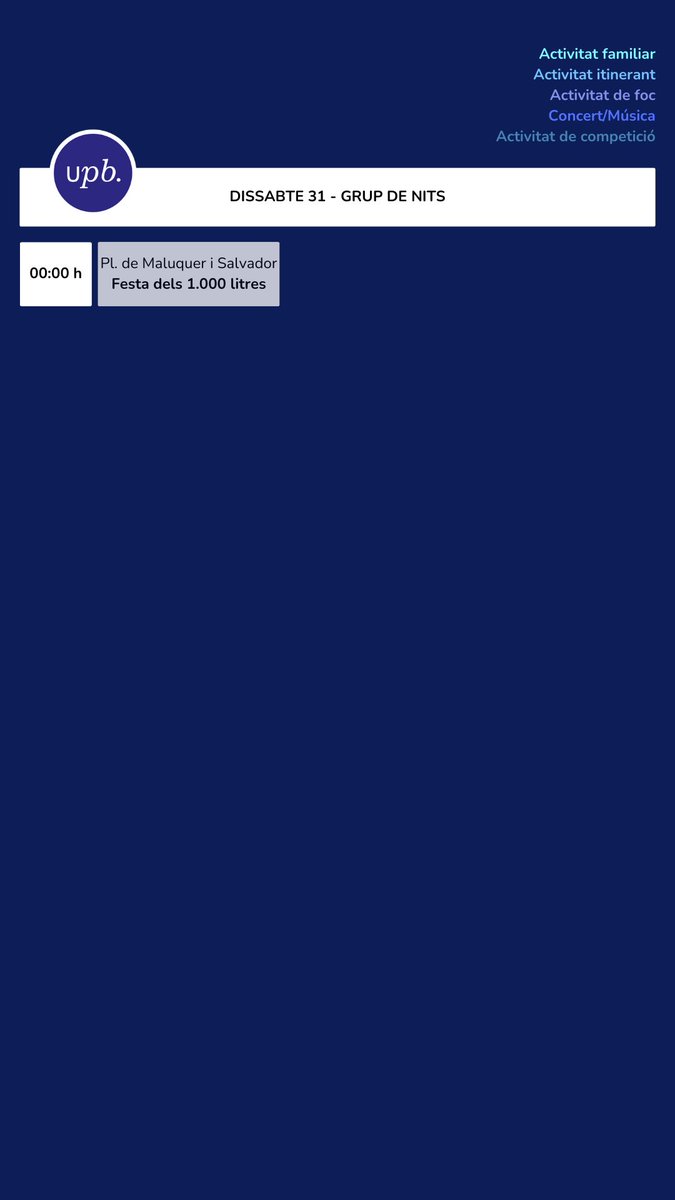 🎓 Ei, estudiants blaus/ves!
Avui, dissabte 31 d'agost, teniu programades aquestes classes i activitats: blaus.cat/calendari-lect…

💙 Que tingueu un bon dia lectiu blau! #blaus2024 #UPB #elcarrerlanostraclasse