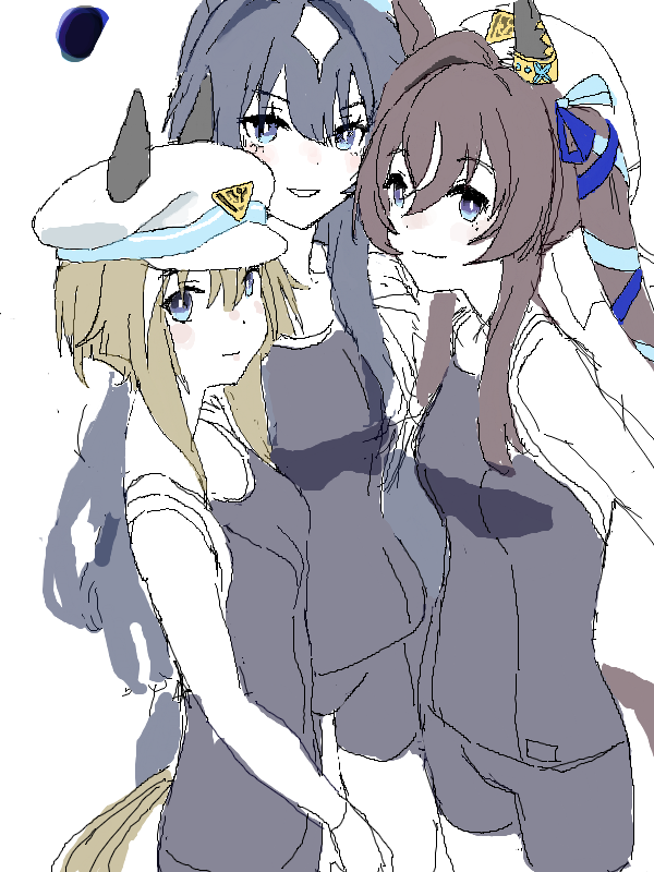 キタサンブラック(ウマ娘) ,サトノダイヤモンド(ウマ娘) 「#見た人も何か無言で3人組をあげる画像 」|面相棒のイラスト