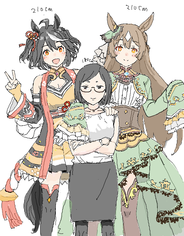 キタサンブラック(ウマ娘) ,サトノダイヤモンド(ウマ娘) 「#見た人も何か無言で3人組をあげる画像 」|面相棒のイラスト