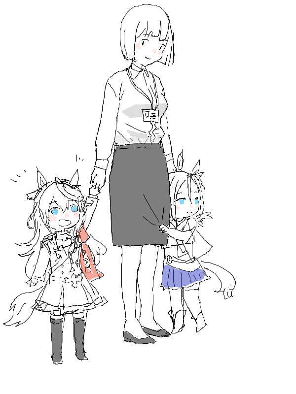 キタサンブラック(ウマ娘) ,サトノダイヤモンド(ウマ娘) 「#見た人も何か無言で3人組をあげる画像 」|面相棒のイラスト