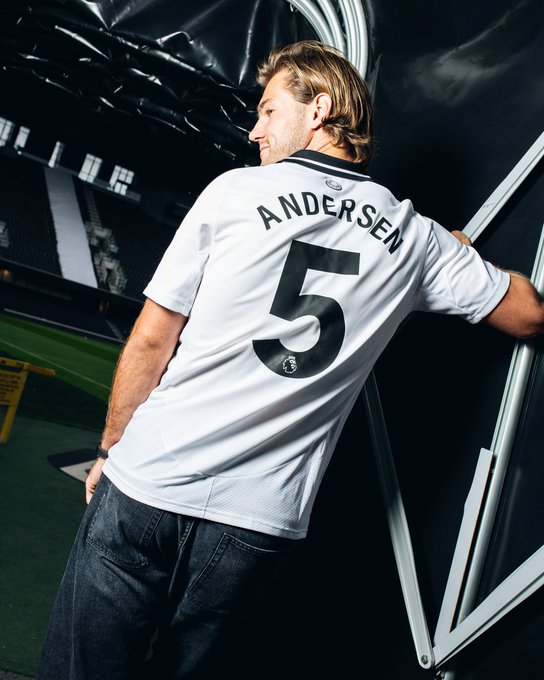 Joachim Andersen at Craven Cottage in his Fulham shirt.