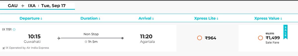ramgarh's tweet photo. @AirIndiaX GAU IXA @ 964/- Only
being sold @ lower than your ₹1037  Flash Sale https://t.co/txcssrSBRU