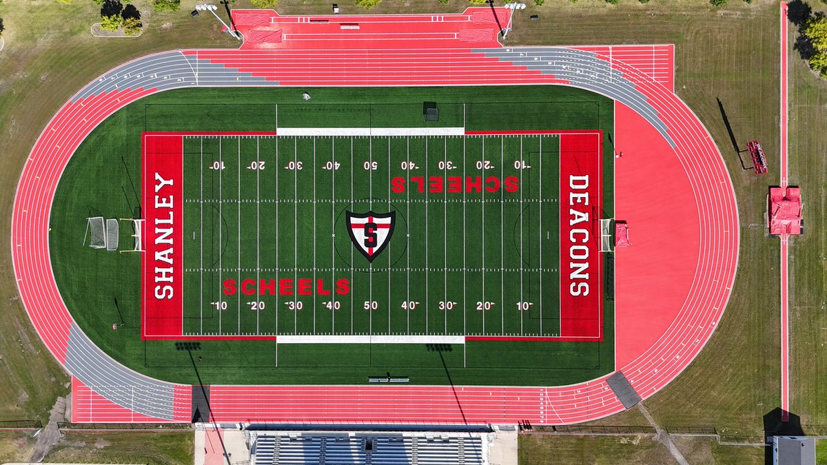 BeynonSports's tweet image. Shanley High School’s Sid Cichy Stadium in Fargo just got a major upgrade! 🏟️ Our @BeynonSports BSS 1000 system, in striking bright red with dark grey exchange zones, is Shanley HS&apos;s first-ever track. Over 6,600 square yards of excellence—we know the Deacons will make every…