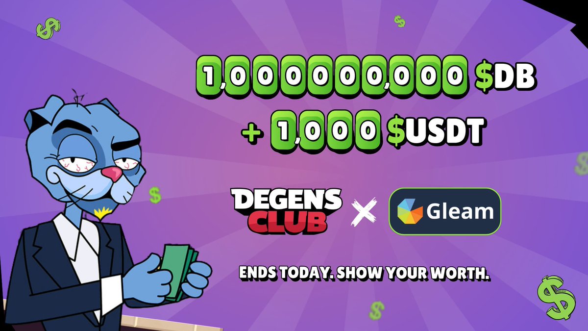 It's the last day to fight for a share of 1B $DB Prize Pool 🏦

Real Degens won't stop till the competition is over, it's all about mental.

Show your worth now, be proud of yourself later, Degen.