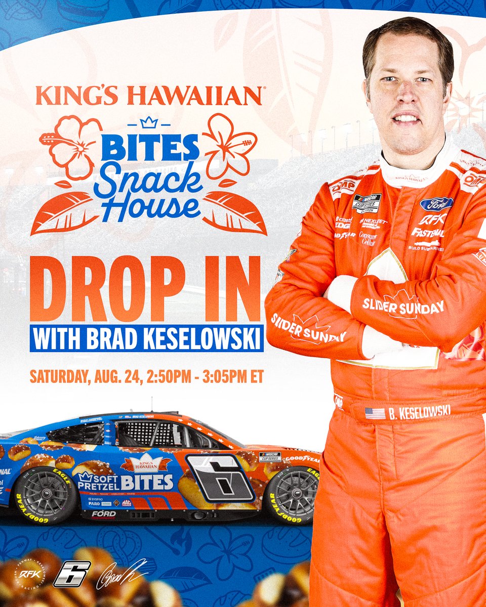 Come see Brad and get some free pretzel bites 😋 

<a href="/keselowski/">Brad Keselowski</a> | <a href="/KingsHawaiian/">KING'S HAWAIIAN</a>