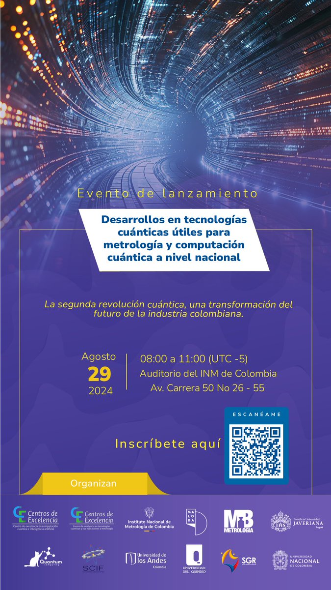 INMdeColombia's tweet photo. Acompáñanos este 29 de agosto al evento que se centrará en cómo las #TecnologíasCuánticas están transformando la #Metrología y la #Computación a nivel nacional, generando la transformación del futuro de la #IndustriaColombiana

Inscríbete aquí: https://t.co/6VXHpMjEp6 https://t.co/kGjoAvSLBj