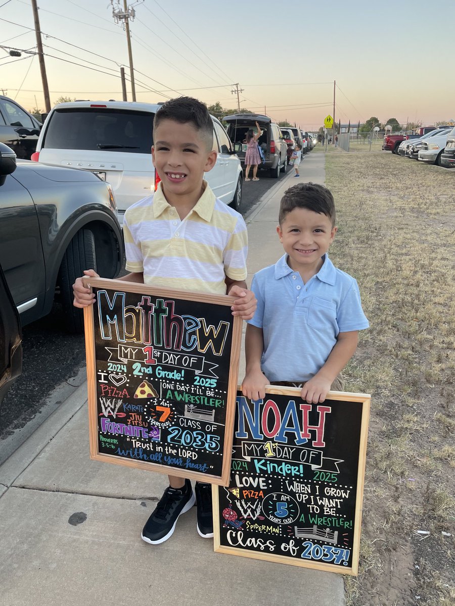 Two weeks of school already! My 11th year! My two boys ready for 2nd grade and Kindergarten. #back2school