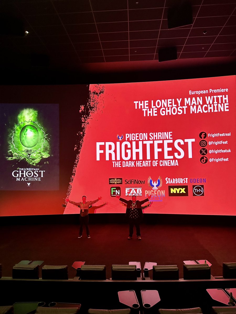 We did it! Thank you <a href="/FrightFest/">FrightFest</a> <a href="/paulmcevoy/">Paul McEvoy</a> <a href="/alanfrightfest/">Alan Jones</a> <a href="/CloutComCoUk/">Clout Communications</a> <a href="/ianfrightfest/">Ian Rattray</a> &amp; everyone at this wonderful festival. So glad got to share with moment with composer extraordinaire &amp; BFF <a href="/GrandpaHughes/">Van Hughes</a>! Eternally grateful.