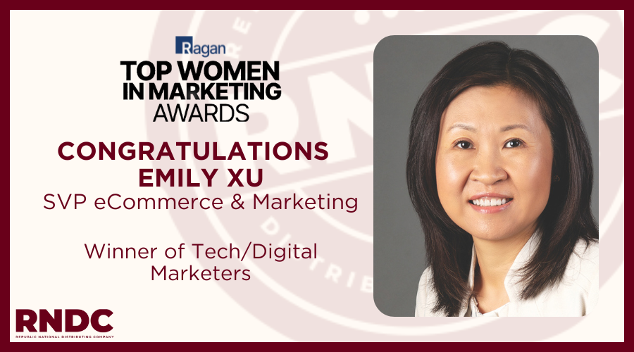 RNDC_USA's tweet photo. #RNDC's Emily Xu, SVP, eCommerce &amp; Marketing, was selected as one of Ragan’s @PRDaily Top Women in Marketing Awards, Class of 2024 in the Tech/Digital Marketers category. We want to extend a huge shoutout to Emily on this achievement! 🥂
#ToastoftheTown
#RNDCcares https://t.co/Y3U99NaKSc