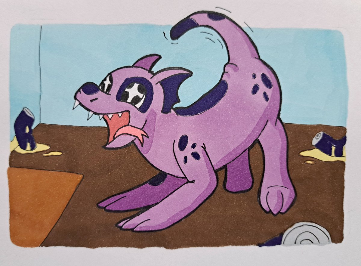 house drakes were originally bred for protection, now they're mostly companions
however it is advised to keep then away from caffeine

#smaugust #smaugust2024 #drake #caffeinated
#stareyes #KMRollForDragon <a href="/kmccaigue/">Katelyn McCaigue @ Rose City CC Booth 230</a>