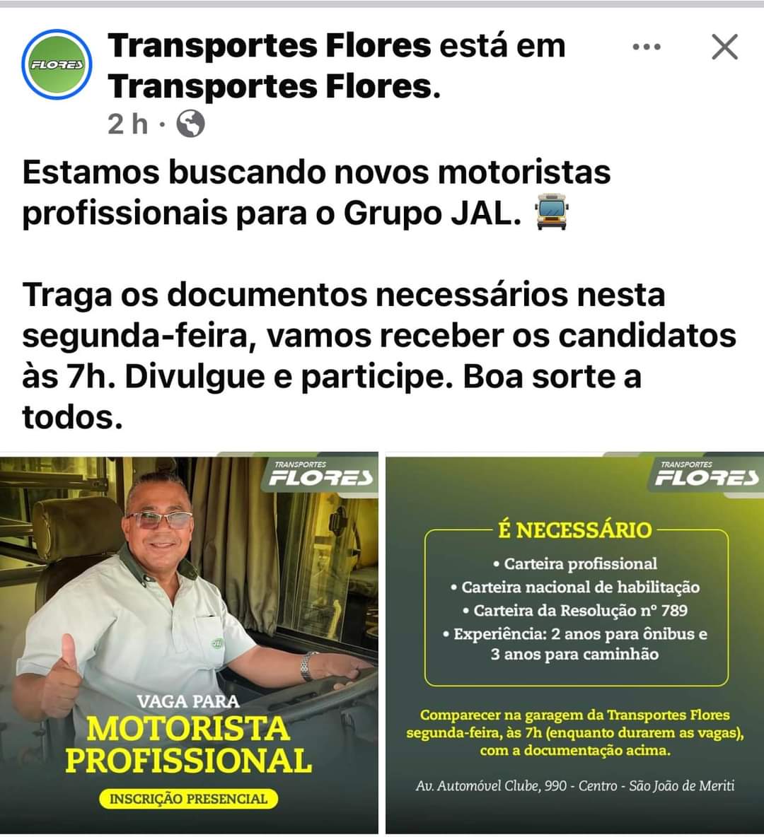 motor_radio's tweet photo. Empresa Transportes Flores vai abrir processo seletivo na próxima Segunda Feira para motoristas. Boa sorte.

Curta Radio Motor Noticias https://t.co/4qkd3mr7VM