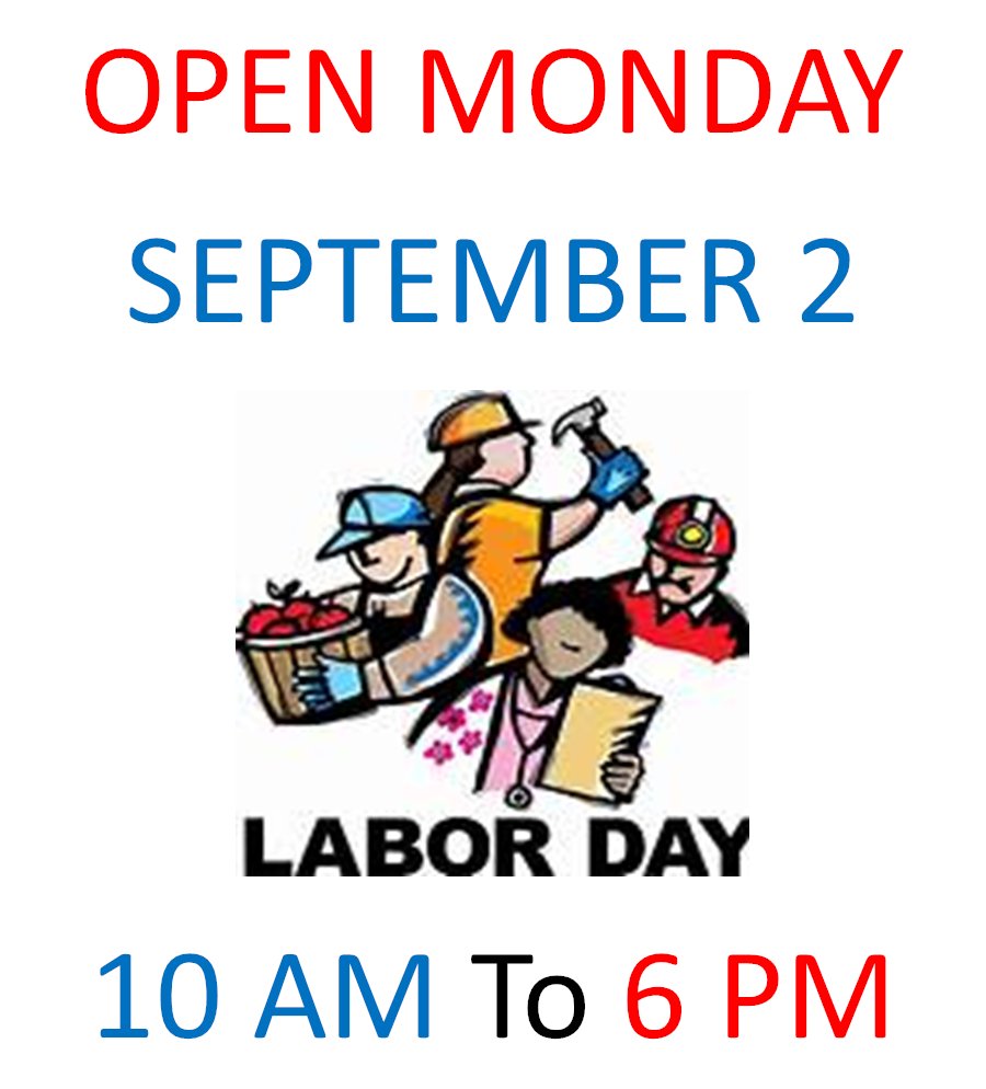 Open Labor Day
Monday September 2
10am-6pm
#laborday #LaborDay2024