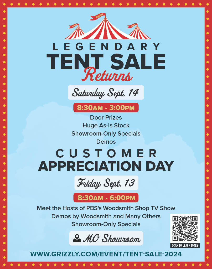 ExtremeHow_To's tweet image. Grizzly Tent Sale Returns to Springfield, MO - After a five-year hiatus, Grizzly is thrilled to bring this event back to the community. @Grizzly

extremehowto.com/grizzly-tent-s…

#woodworking #woodworker #woodshop #powertools #machinery #workshop #tools #grizzly
