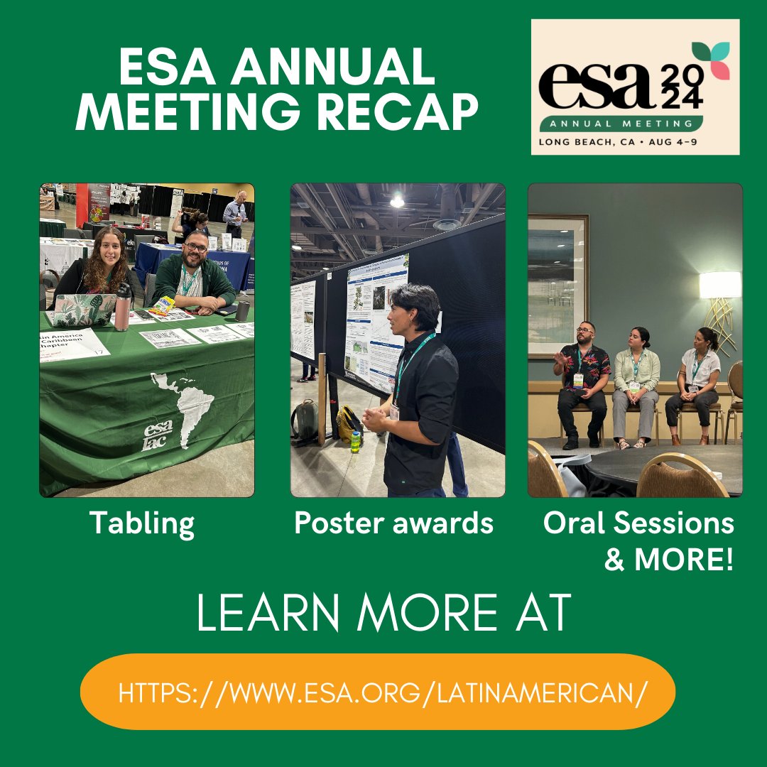 ESA Latin America & the Caribbean Chapter (@esalatamcarib) on Twitter photo 🌟 #ESA2024 was a huge success! We're thrilled to celebrate the incredible achievements of our <a href="/ESALatAmCarib/">ESA Latin America & the Caribbean Chapter</a> community. The energy and impact of Latin American ecologists were truly inspiring. Catch all the highlights and see how we made our mark at the conference! 🇱🇹🌱
Thread 🌟 #ESA2024 was a huge success! We're thrilled to celebrate the incredible achievements of our <a href="/ESALatAmCarib/">ESA Latin America & the Caribbean Chapter</a> community. The energy and impact of Latin American ecologists were truly inspiring. Catch all the highlights and see how we made our mark at the conference! 🇱🇹🌱
Thread
