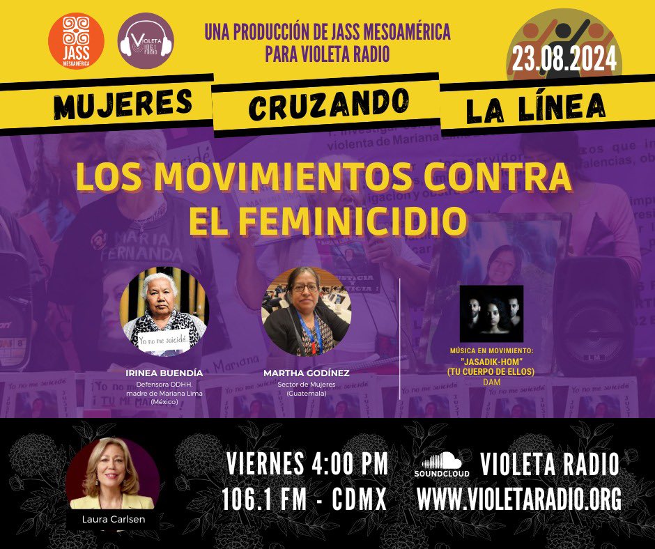 Ya es viernes de #MujeresCruzandolalínea y en esta ocasión conversaremos sobre los movimientos contra el feminicidio. 

Escúchanos vía Violeta Radio en punto de las 16:00 hrs.  violetaradio.org  y también en el 106.1 FM.
📻📡🎙