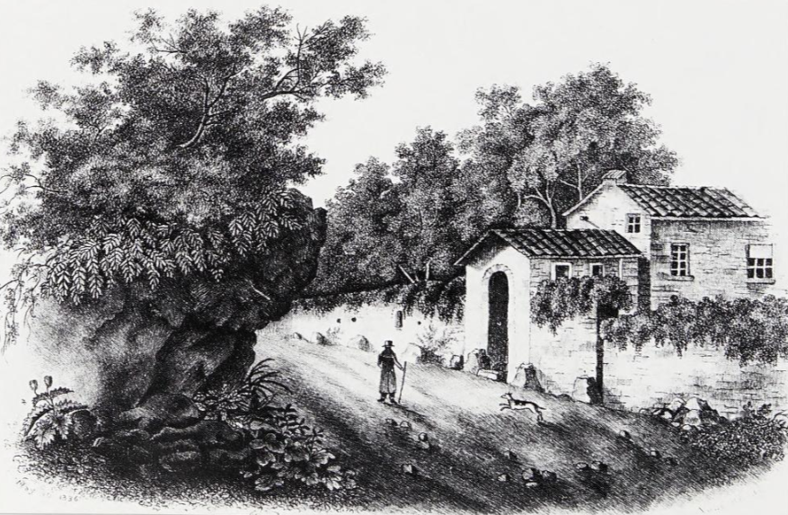 Nick_Holland_'s tweet photo. All the Bronte sisters were talented artists from an early age; In 1836, aged 16, Anne Bronte drew this sublime "Man with a dog before a villa" https://t.co/jAMenEQLIT