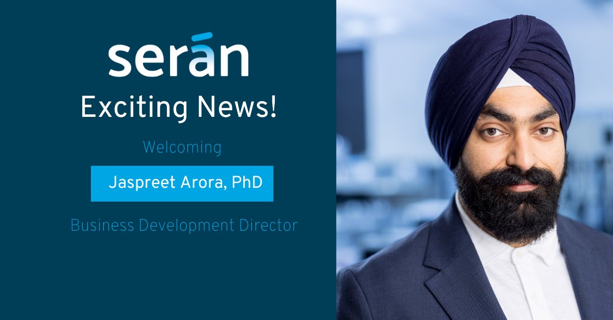 We are pleased to announce that Jaspreet Arora, PhD has joined Serán as our new Business Development Director! Please join us in welcoming Jaspreet to the Serán team! We're excited for the impact he will have as we work together to advance the future of our clients' projects.