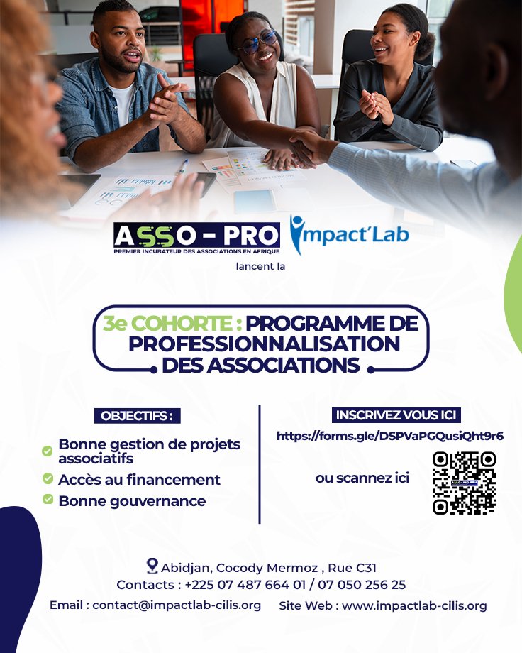 impactlab_cilis's tweet photo. Boostez votre impact et accédez à des financements essentiels avec le programme ASSO-PRO !  Rejoignez-nous dès le 21 Septembre 2024 pour des ateliers sur la gestion de projets, la gouvernance et plus encore. Inscrivez-vous ici : https://t.co/TawyAb7diY https://t.co/eRatEmtIHO
