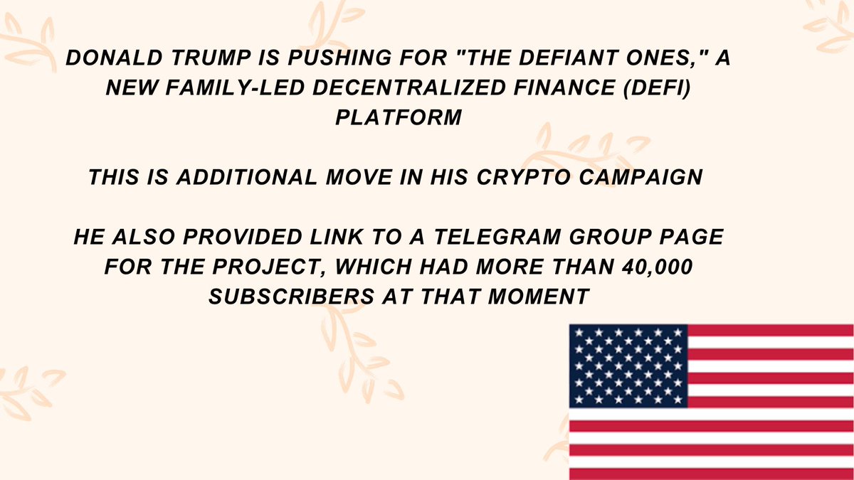 Donald Trump struggles to have crypto-oriented support before the upcoming elections.

One of the latest steps is a launch of "The DeFiant Ones" platform on his social app Truth Social!🪙💵💸▶️▶️
#donaldtrump #truthsocial #thedefiantones #Elections2024