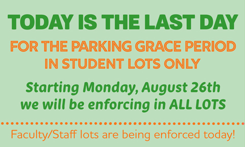 Today is the last for the Parking Grace Period in Student Lots. Order your permit now and be ready for Monday!
mycampuspermit.com/eastbay