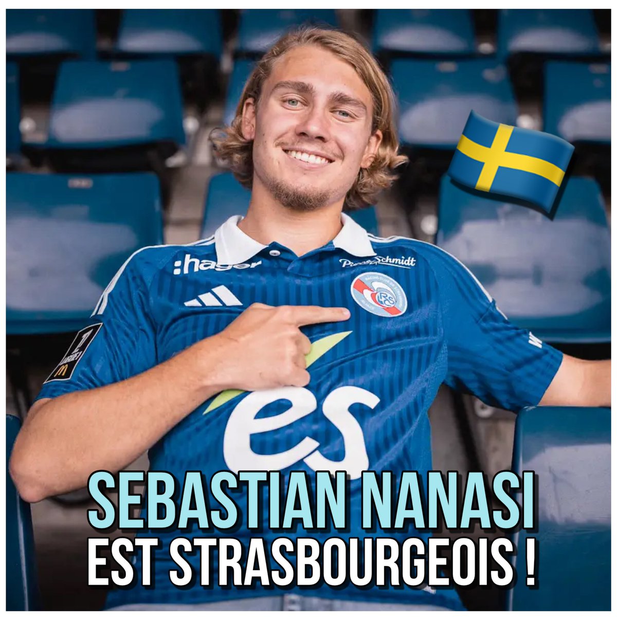 🚨 𝐎𝐅𝐅𝐈𝐂𝐈𝐄𝐋 ! Le jeune ailier gauche (22 ans) du <a href="/Malmo_FF/">Malmö FF</a> — Sebastian Nanasi (🇸🇪) est Strasbourgeois ! Cette saison en 21 rencontres (championnat + qualification C1) : c’est 9 buts et 10 passes décisives 🤯

Le milieu de terrain s’engage pour 5 saisons en Alsace et le