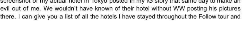 soonyogi's tweet photo. “We wouldn’t have known of their hotel without WW posting his pictures there.”

HOW can you call yourself a carat w this statement? Are you implying that ww shouldn’t have posted? He still posted bc he trusts REAL carats enough not to lurk around their hotel unlike what you did https://t.co/h65nc0OJII