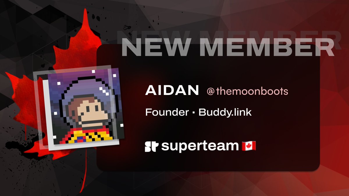 Superteam Canada (@superteamcan) on Twitter photo Welcome Aidan!
<a href="/themoonboots/">Your Buddy Aidan 🧙♂️</a> worked for the Government of Canada in UX Research and Economic Policy Design.
He's now building @BuddyLinkApp, a fully on-chain referral and attribution protocol.
Aidan also built @laddercaster, the first fully on-chain game on Solana.
LFG Aidan! Welcome Aidan!
<a href="/themoonboots/">Your Buddy Aidan 🧙♂️</a> worked for the Government of Canada in UX Research and Economic Policy Design.
He's now building @BuddyLinkApp, a fully on-chain referral and attribution protocol.
Aidan also built @laddercaster, the first fully on-chain game on Solana.
LFG Aidan!