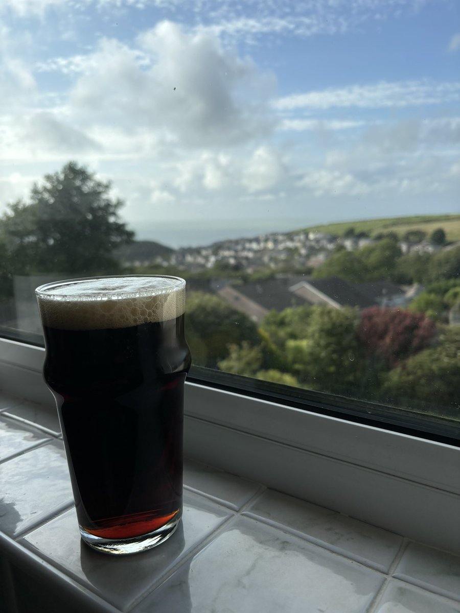 RAFalcon1's tweet photo. A Grassmoor Dark Ale from the Lake District with a view from the Cumbrian coast over to Scotland.  @PintsBeauty https://t.co/ov1BfpwU7j