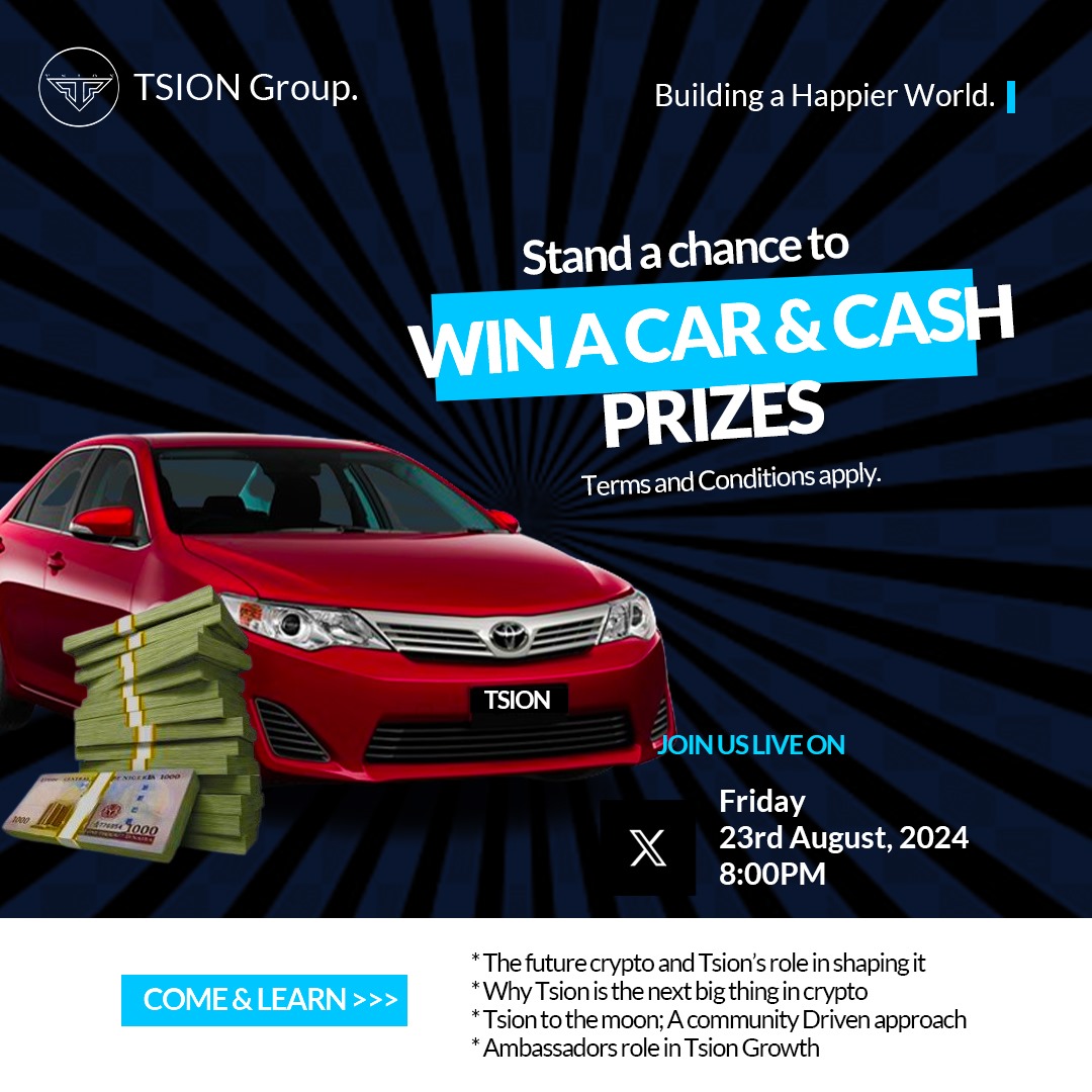 TSIONCOIN X (@official_tsion) on Twitter photo Join us for an exciting live session on X as we explore the future of cryptocurrency with TSION Group. Featuring our Co host <a href="/MichaelAjobo/">Michael🌹</a> , Speaker <a href="/AldermanjoeKing/">Alderman Joe</a> , and TSION Ambassadors <a href="/xxharry07/">Harry's Crypto news Sea</a> and <a href="/Mcdfx_Official/">McDavid</a> , we’ll discuss the roadmap for taking Tsion to the moon! Join us for an exciting live session on X as we explore the future of cryptocurrency with TSION Group. Featuring our Co host <a href="/MichaelAjobo/">Michael🌹</a> , Speaker <a href="/AldermanjoeKing/">Alderman Joe</a> , and TSION Ambassadors <a href="/xxharry07/">Harry's Crypto news Sea</a> and <a href="/Mcdfx_Official/">McDavid</a> , we’ll discuss the roadmap for taking Tsion to the moon!