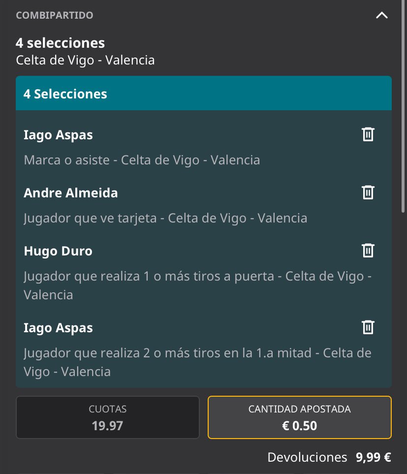 SpanishTipsterr's tweet photo. 5º FUNBET ⚽️⚽️⚽️

Abrimos boca con LaLiga 🇪🇸⚽️

Celta @ Valencia
Stake 0,5u 📈

#ApuestasDeportivas #BettingTips #picks #betting #futbol #LaLiga #CeltaValencia https://t.co/yTLItBXEQX