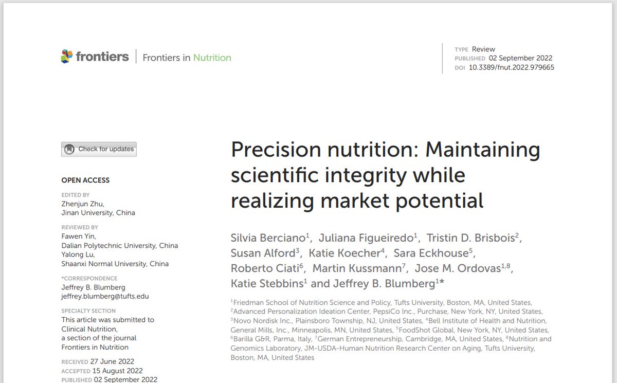 markuss1305's tweet photo. Cool to see our article on #PrecisionNutrition ranking among the most successful articles in #FrontiersinNutrition with > 3'300 downloads:

https://t.co/QjGnqLwFmL

#Tufts, #BellInstitute, #NovoNordisk, #GeneralMills, #PepsiCo, #Barilla, #FoodShotGlobal

https://t.co/x8VEFHZ6L6 https://t.co/9xMpU5r2uo