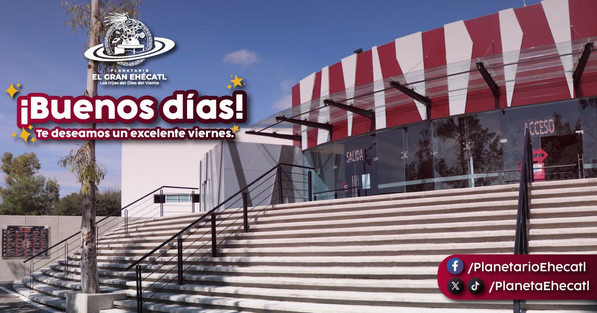 PlanetaEhecatl's tweet photo. ¡#FelizViernesATodos! El planetario de #Ecatepec les espera con distintas proyecciones hasta las 17:30 horas. ¿A qué parte del universo viajaremos hoy? ✨ https://t.co/XtBGUnetLH