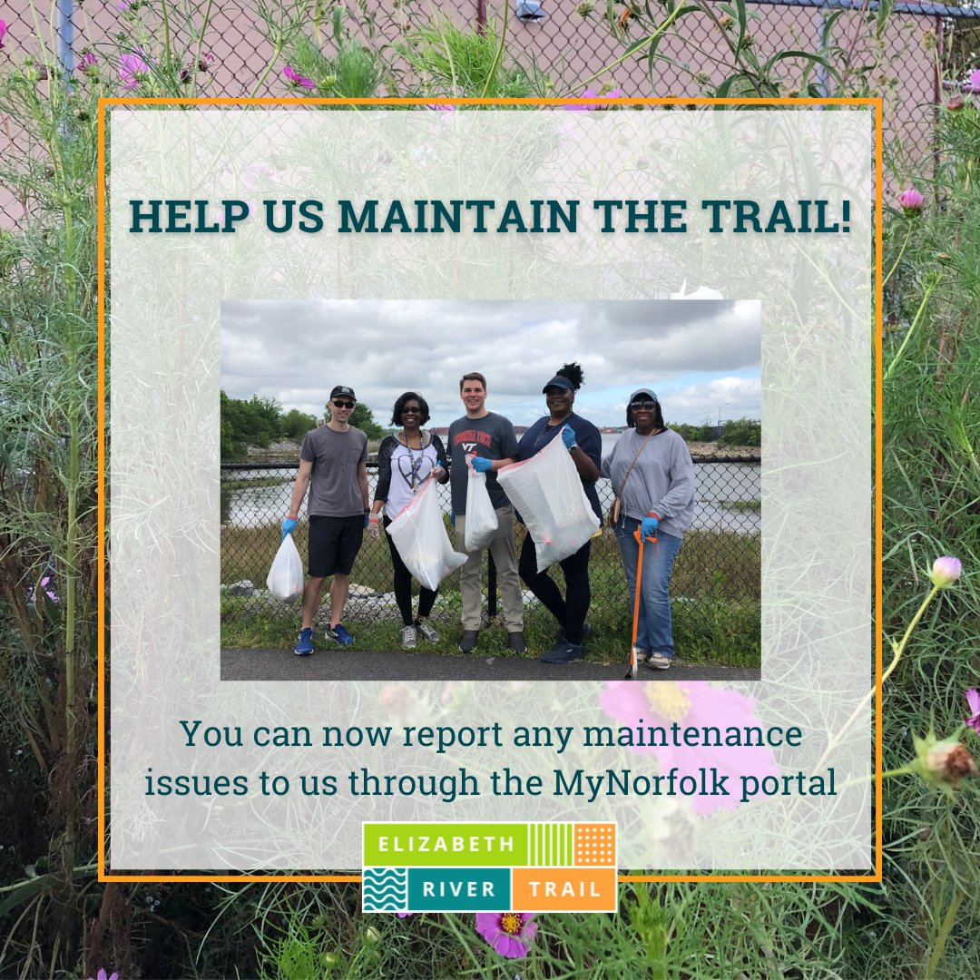 norfolkERT's tweet photo. Help us make the trail as beautiful as it can be by reporting any maintenance issues you see along the ERT through the https://t.co/z8Olr78HyI portal or with the MyNorfolk app 💚

#yourert #somethingforeveryone #supportert #trailbeautification @NorfolkVA https://t.co/ZC49RSIZF0