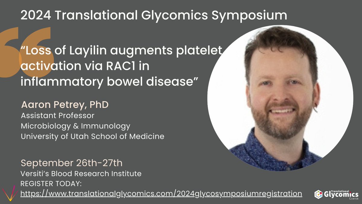 CenterGlycomics's tweet photo. Meet our Speakers!

Join us for the 2024 Translational Glycomics Symposium featuring presentations from leading authorities in the field of #Glycoscience  🟦🟢🟪🟡 #glycomics #translationalglycomics #symposium #inflammatoryboweldisease

REGISTER TODAY:
https://t.co/ognDq3IcN2 https://t.co/V3eEcvC92Y