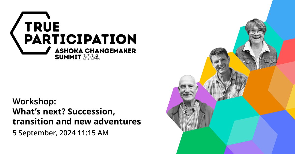 We’re co-hosting a workshop with Ralf Sange &amp; Leander Sange of Gründer 50plus at this year’s <a href="/Ashoka/">Ashoka</a> #Changemaker Summit! Going to be there? Register for 'What's Next? #Succession, transition and new adventures' on the ACMS app! #TrueParticipation #SocialEntrepreneurs #Community