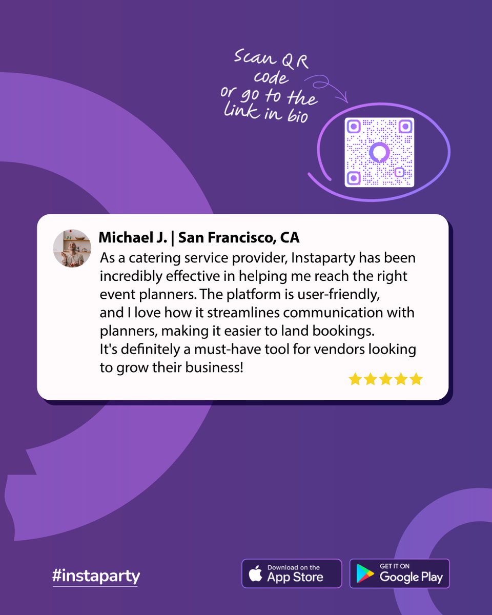 instaparty__app's tweet photo. They said it, not us! 🌟 We know the hustle, and we're here to help you crush those business goals. Thank you for the incredible reviews 💜
Your success is our mission! 

https://t.co/aUbtAqT4H0

 #Instaparty #Vendors #planners #eventplanners #Instapartyapp #entrepreneurs https://t.co/1pLU6vGFCc