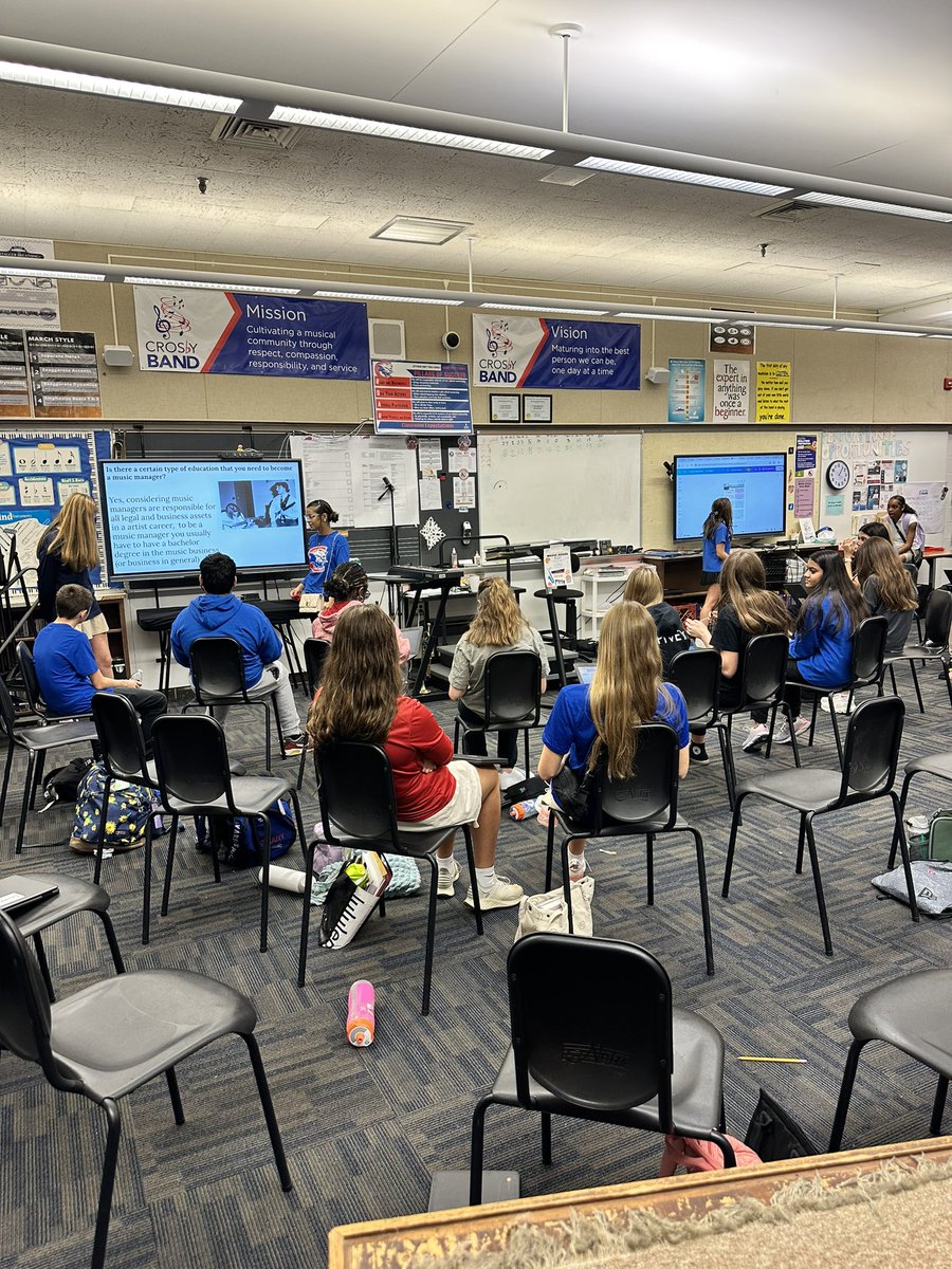 Crosby Band (@crosbyband) on Twitter photo When you have two screens and students donât like presenting to the entire class, you divide and conquer! <a href="/CrosbyExplore/">Crosby EXPLORE</a> beginning presentations on the business side of the music industry! #ThePlaceToBe When you have two screens and students donât like presenting to the entire class, you divide and conquer! <a href="/CrosbyExplore/">Crosby EXPLORE</a> beginning presentations on the business side of the music industry! #ThePlaceToBe