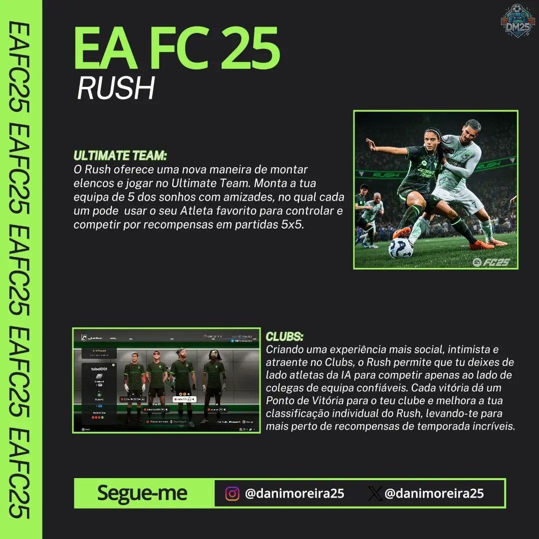 🔥 RUSH no EA FC 25: A Nova Onda de Adrenalina! 🚀

Se és daqueles que adora futebol de 5, futebol de 7 ou até de ver a <a href="/kingsleague/">Kings League Spain</a>, este é o estilo de jogo ideal para ti! ☄️

#EAFC25 #RUSHEAFC25 #esports #easports #futebolvirtual #easportsfifa #gaming #twitch #DaniMoreira25