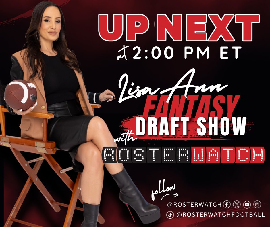 thereallisaann's tweet photo. 📢 Coming up next at 2 PM: The Lisa Ann Fantasy Draft Show with @RosterWatch! Tune in for expert insights and mock drafts to dominate your fantasy football league! 🏈🔥 #FantasyFootball #MockDraft #RosterWatch #TheRealLisaAnn
Watch it here ➡️ https://t.co/smhbduq77r https://t.co/YfQBJak1sg