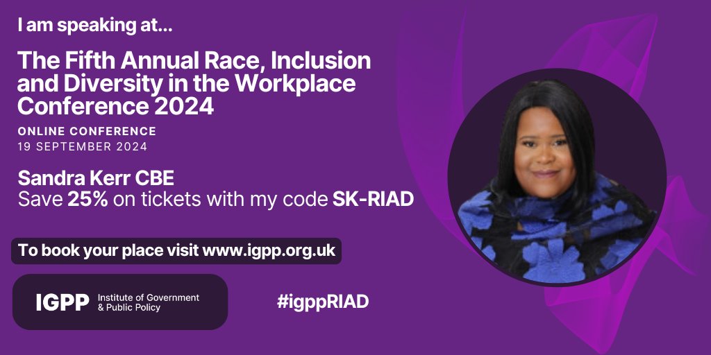 BITC Race Equality (@bitcraceatwork) on Twitter photo 📣Our Race Director <a href="/SandraKerrBITC/">Sandra Kerr</a> is a speaker at The Fifth Annual Race, Inclusion and Diversity in the Workplace Conference 2024 hosted by <a href="/IGPP_/">Institute of Government & Public Policy</a> today, 🗓️19 September. Find out more about the event and sign up to attend: igpp.org.uk/event/The-fift… 📣Our Race Director <a href="/SandraKerrBITC/">Sandra Kerr</a> is a speaker at The Fifth Annual Race, Inclusion and Diversity in the Workplace Conference 2024 hosted by <a href="/IGPP_/">Institute of Government & Public Policy</a> today, 🗓️19 September. Find out more about the event and sign up to attend: igpp.org.uk/event/The-fift…