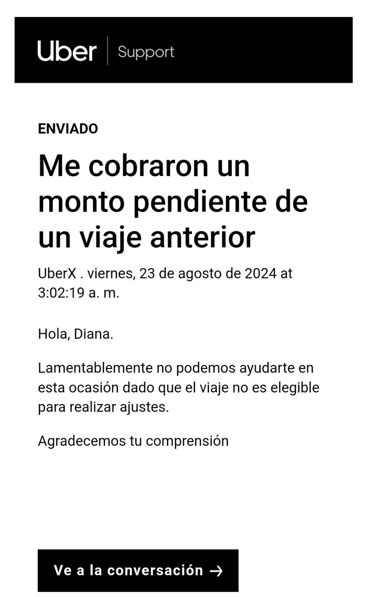 Dianitasc's tweet photo. Reclamo , haciendome descuento wn una oportunidad o recargandome el monto en uber cash, adjunto pantallazos de lo que escribio el soporte y los yape, de los conductores el de 11.60 que indicó que no habia pagado y el de 24 q en realidad eran 12 soles. TERRIBLE https://t.co/BsQzlqFzwT