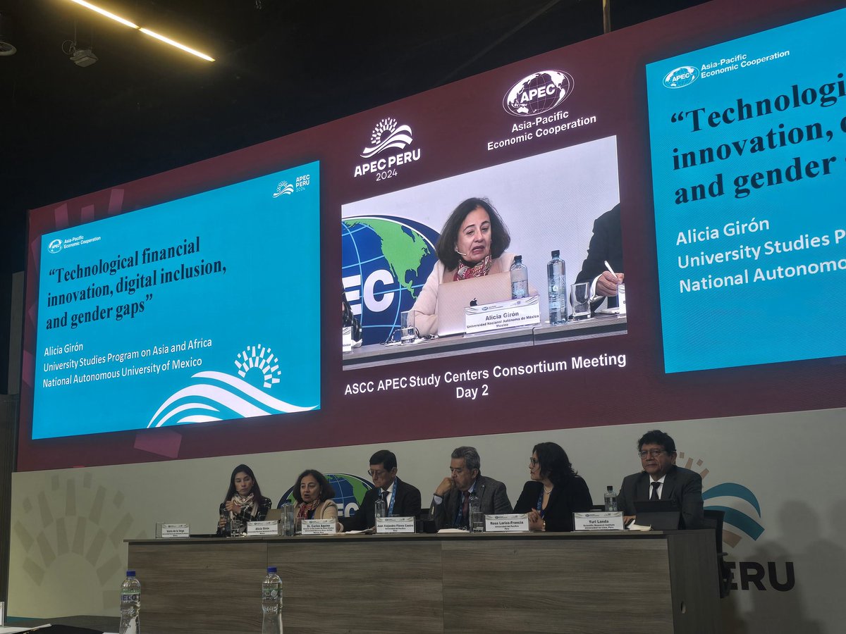 GT CLACSO "China y el Mapa de Poder Mundial" (@gtclacsochina) on Twitter photo Nuestra colega Dra. <a href="/ALICIAGIRON3/">ALICIA GIRON</a> participa en Lima en el ASCC APEC Study Centers Consurtium Meeting con una presentación sobre el tema "Technological financial innovation, digital inclusion and gender gaps" Nuestra colega Dra. <a href="/ALICIAGIRON3/">ALICIA GIRON</a> participa en Lima en el ASCC APEC Study Centers Consurtium Meeting con una presentación sobre el tema "Technological financial innovation, digital inclusion and gender gaps"