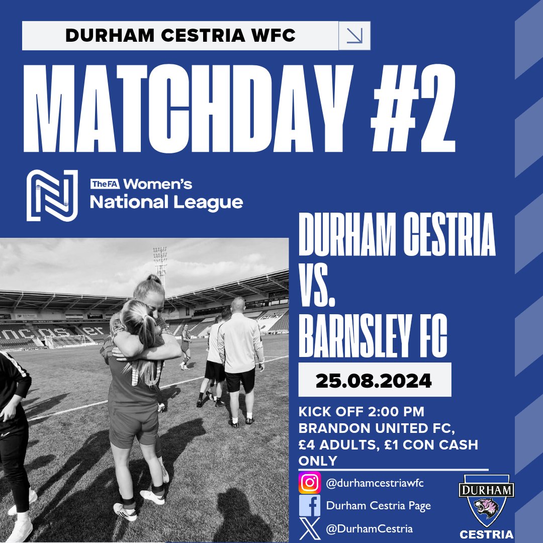 📢 Matchday 2 📢

On Sunday we entertain <a href="/BFCLofficial/">Barnsley FC Ladies</a> at the changed venue of <a href="/BrandonUnited/">Brandon United FC 🐗</a>. Please be advised it will be cash only on the day with adults £4 and concessions £1.

#UTD
