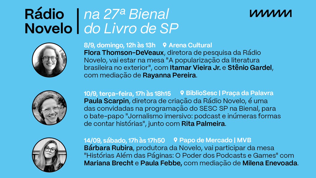 A Rádio Novelo vai participar da <a href="/bienaldolivrosp/">Bienal do Livro SP</a>. Veja a programação: bienaldolivrosp.com.br/pt-br/ingresso…