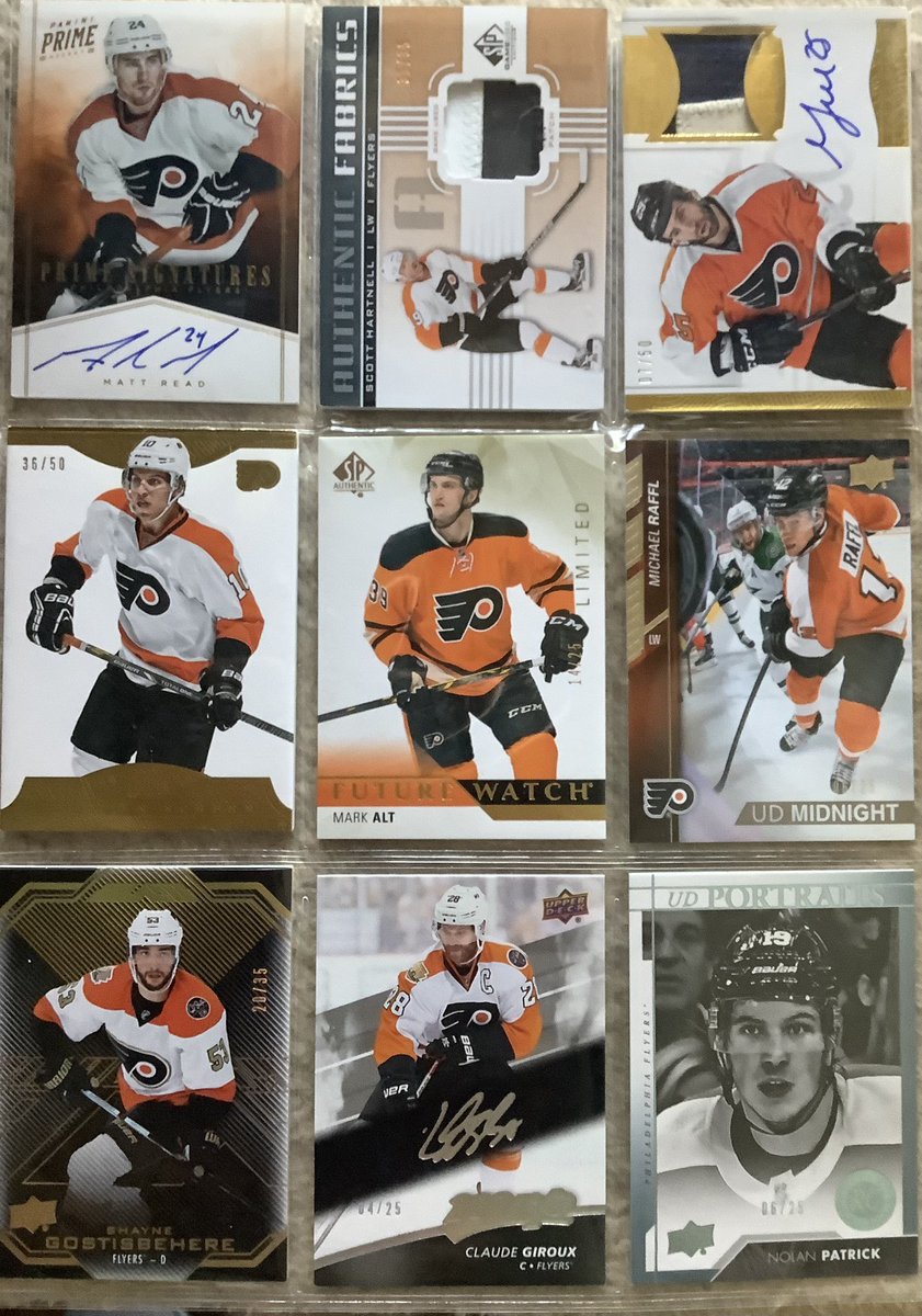 russell_e_west's tweet photo. Some new @NHLFlyers cards. @FlyersAlumni
#MattRead @Hartsy43 #MaxTalbot #BraydenSchenn #MarkAlt #MichaelRaffl #ShayneGostisbehere @28CGiroux #NolanPatrick https://t.co/wBCmxOgpVJ