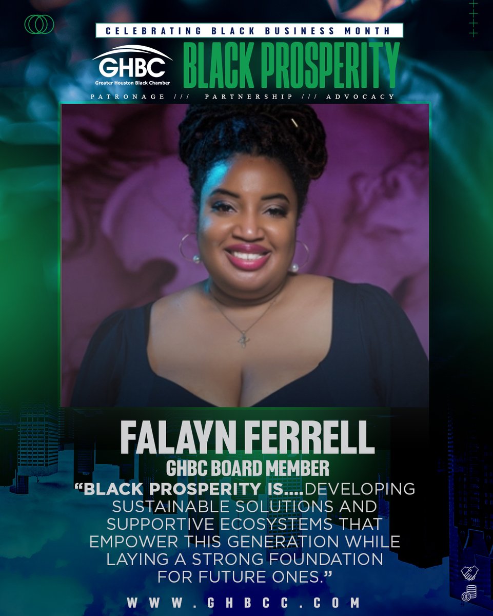 Empowering our community, one Black-owned business at a time. Houston, let's celebrate #BlackProsperity together this month and beyond.  

Download our social media template. Link here: bit.ly/4cIbNeU 
-
#GHBC #HoustonBlackChamber #BlackBusinessMonth