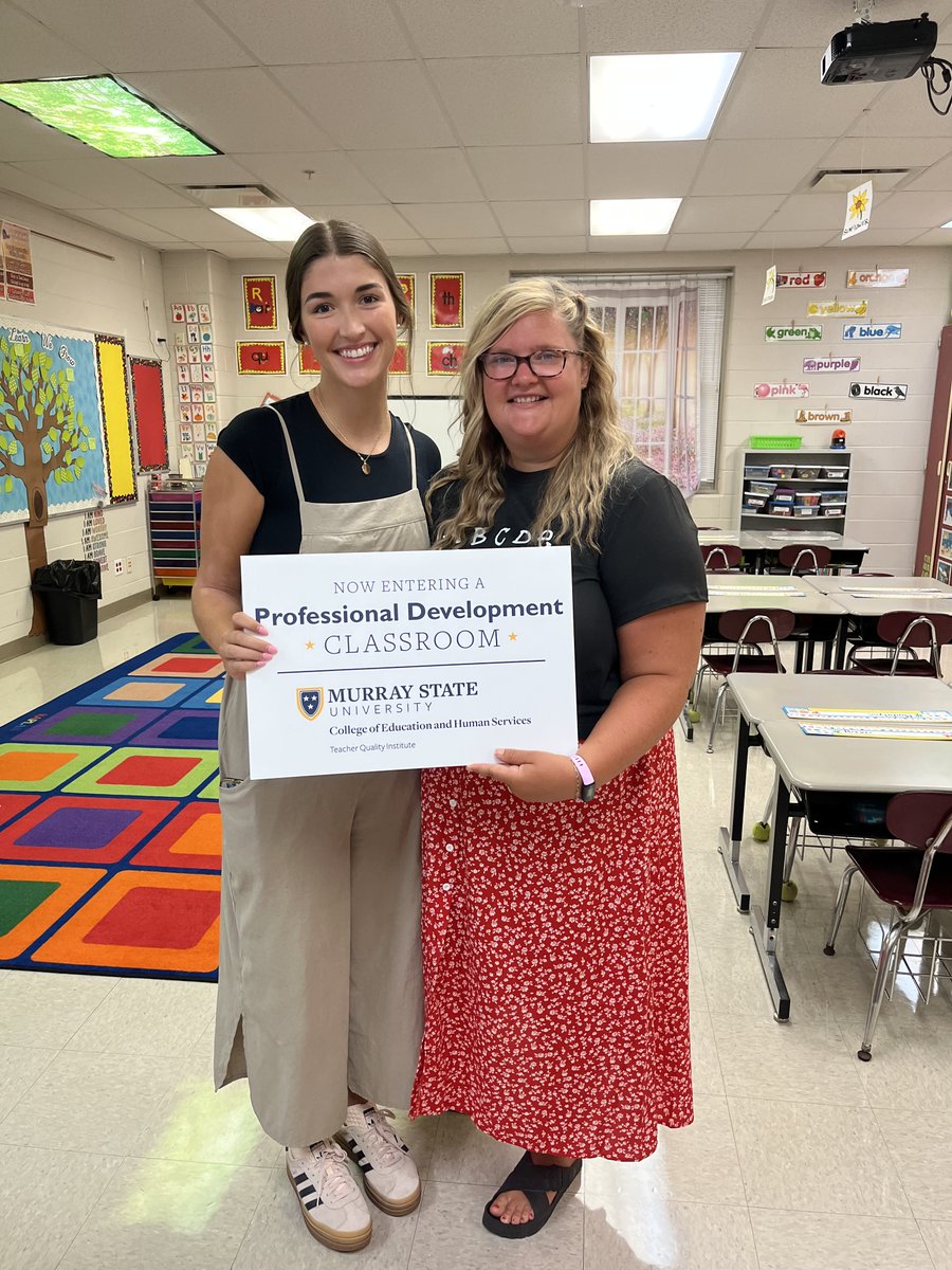 Congratulations to Kirsten Miller, MSU PDS student, for being placed at Symsonia Elementary School for her senior year practicum and student teaching experiences.  Thanks, Ms. Christy Sanders and Ms. Julie Robertson, for allowing Kirsten to work with you and your students.