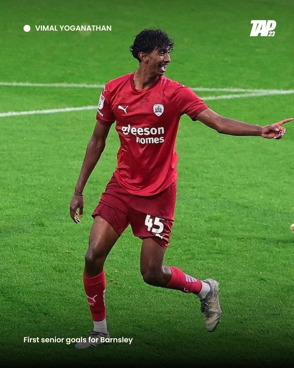 Congratulations to Vimal Yoganathan on scoring his first senior goals for Barnsley. Scoring a brace in the EFL Trophy this week ⚽️⚽️ 
#TaP23