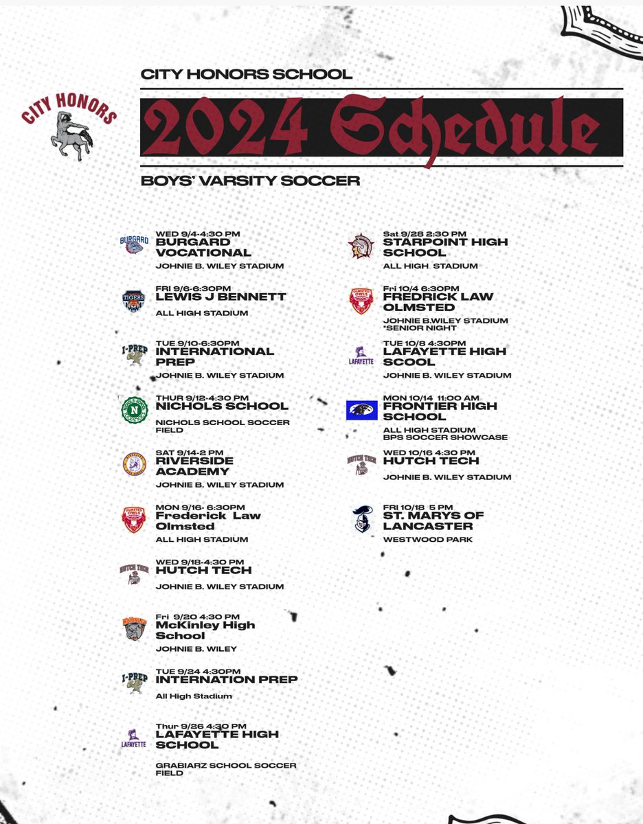 3 more sleeps until we begin the season. Here is the slate for the City Honors Boy’s Varsity!